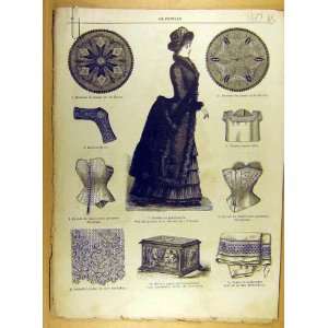  1885 Corset Jupon Chemise Ladies Fashion French Print 