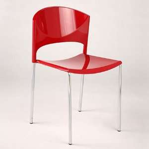  ITALMODERN BRYNN Side Chair; Red/Chrome SET OF 4: Home 