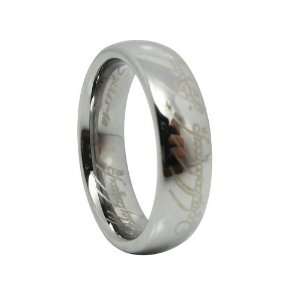 Lord of the Rings Style High Polished Tungsten Carbide One Ring Silver 