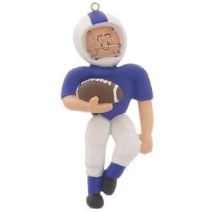  Football Player   Blue Christmas Ornament: Home & Kitchen