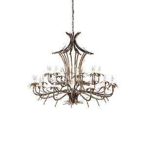  Wildwood Lamps 67006 Bamboo Chandeliers in Old Gold Patina 