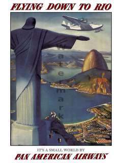 Vintage Travel Poster Pan Am Flying Down to Rio18x24  