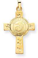 14k gold Cross Marines Medal Pendant Charm Military  