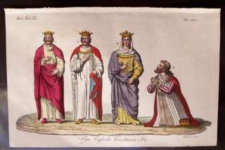 1829 ANTIQUE PRINT FRANCE KING HUGH, CAPETIAN DYNASTY  