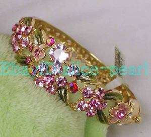 WOW 18k Gold Plated pink crystal rhinestone bracelet  