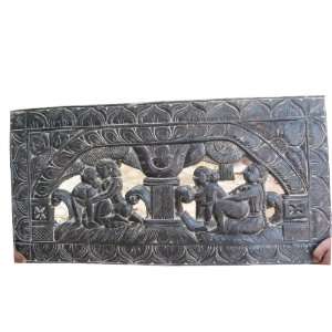 Indian Furniture Hand Carved Kamasutra Decorative Wooden Headboard 