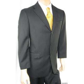 Hart Schaffener Marx $695 Mens 42 S 42S Suit 1887 Black Pinstripe 
