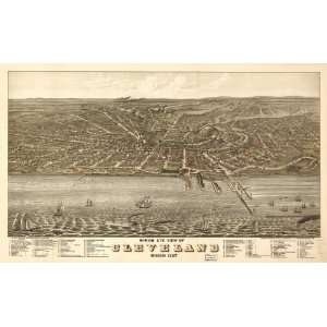  1877 Birds eye map of Cleveland, Ohio