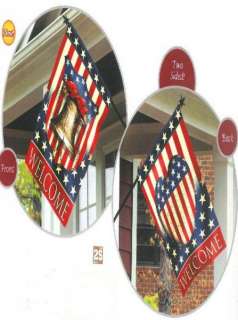 Welcome Patriotic Vintage Pride Sm Flag DT 2 sides/ Liberty Bell Heart 