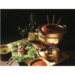    World Cuisine 11 Piece Copper Nickel Fondue Set: Kitchen & Dining