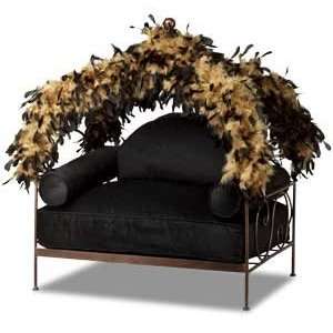    Black Feather Canopy Pet Bed  Frame Color GOLD