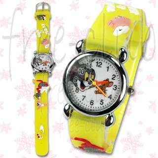 TOM & JERRY@@ Friendly War 3D Yellow Strap Wrist Watch  