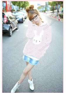 Women Warm Korea Fashion Super Cute Bunny Thick Cotton Winnie Hoodie 