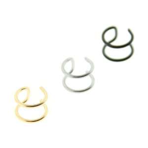 Set of 3 Surgical Steel Fake Cartilage Clip On Double Closure Ring 