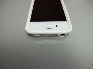 FOR IPHONE 4 4G CLEAR BUMPER CASE COVER SKIN WITH WHITE TRIM AND METAL 