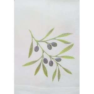   Branch (White) Embroidered Linen Guest Towels Set/4: Home & Kitchen