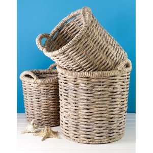  Large White Gray Wash Water Hyacinth Woven Floor Baskets 