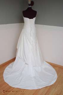 Mori Lee 4606 Ivory Satin Shirred Laced Wedding Dress 14 NWT  