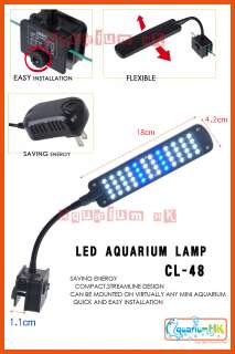 Aquarium 2 Mode Clip Lamp 48 LED White & Blue Light 100 240V CL 48 