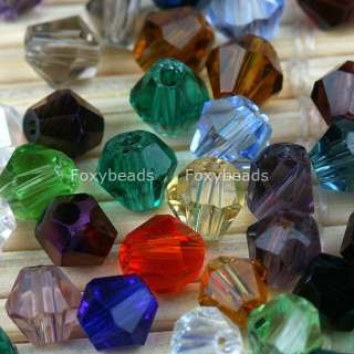 1000PCS Glass Crystal Lots MIXED Bicone Loose Beads 4MM  