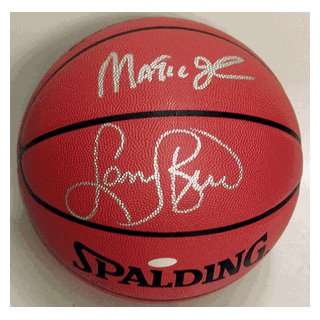   Johnson & Larry Bird Dual Hand Signed Basketball 