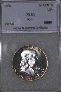 1955 DCAM Proof Franklin Half Dollar 50C Silver US Coin *RARE*  