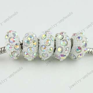 50X WHITE AB CRYSTAL RESIN BEADS FIT BRACELET WHOLESALE  