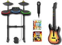 PS3 BAND HERO + World Tour Game Set w/Guitar/Drums/Microphone bundle 