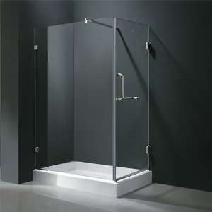   Frameless 3/8 Frosted/Chrome Shower Enclosure with Left Base Home