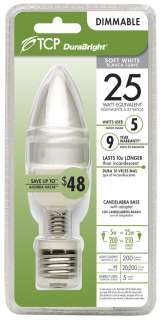 TCP 69005 5 Watt CFL Soft White Dimmable DuraBright Bulb 762148095323 