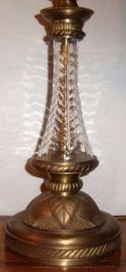 1950s 60s Brass Crystal Candelabra Table Lamp Vintage  