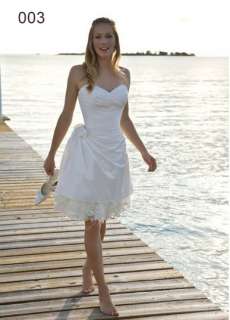   Knee length Beach Chiffon Lace Wedding Dress Bridal Gown Size  
