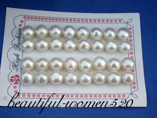 wholesale 16pair 12mm round white freshwater pearl earring silver