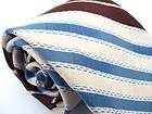 Vtg 70s Arc de trompe Wide Woven Polyester Brown Blue Striped DISCO 