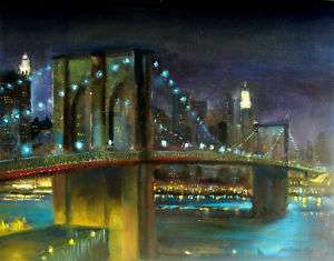 Brooklyn Bridge, New York 16x20 Oil HALL GROAT II  