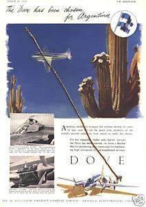 De Havilland DOVE  Aerolineas Argentinas 1947 Color Ad  
