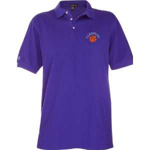 Clemson Tigers Purple Classic Pique Stainguard Polo Shirt 