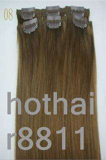 20 CLIP ON REAL Remy HUMAN HAIR EXTENSIONS 27COLOR  
