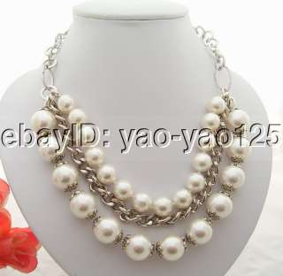 Excellent 16MM White Sea Shell Pearl Necklace  