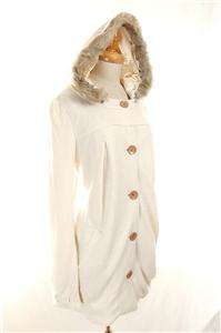 NEW AUTH $198 Free People Faux Fur Hooded Coat White M  