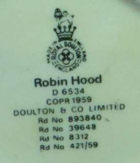 Royal Doulton Robin Hood D6534 Toby Jug  