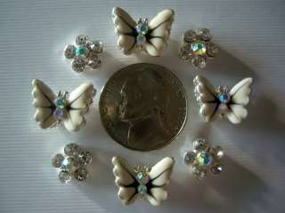   Beads Butterflies & Daisies White Made with Swarovski Elements #8