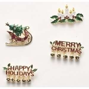  Club Pack of 16 Holiday Greeting Christmas Jewelry Pins 