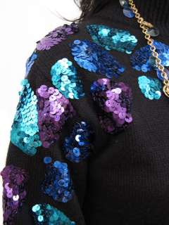 SALE Vtg 80s Colorful SEQUIN LEOPARD Avant Garde BOHO Thin Sweater 