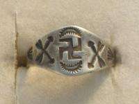 Vintage Sterling Silver Navajo Swastika Whirling Log Ring  