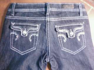 Rock LA Flap Pocket Dark Washed Skinny Jeans  