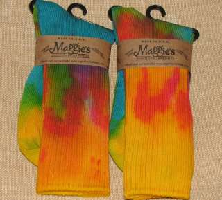 Organic Cotton Socks Maggies US Made Tie Dye 2 PAIR 9 11 USA  