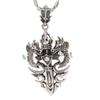 Mens Silver Double Dragons CZ Sword Stainless Steel Pendant + Chain 