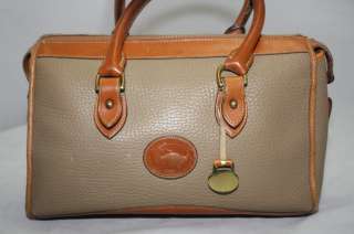 DOONEY & BOURKE MODEL CLASSIC EQUESTRIAN AWL PEBBLED TAUPE SATCHEL 