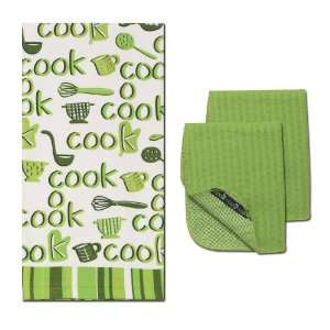  Kay Dee Designs Cook Towel and Dish Cloth, Lime, Set of 2 